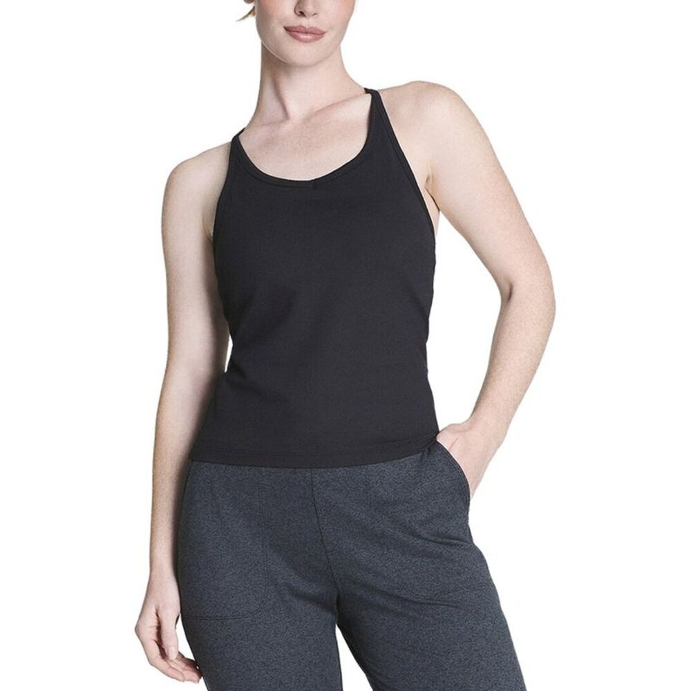 Spanx® Womens  Ribbed V-Neck Shelf Tank, Black